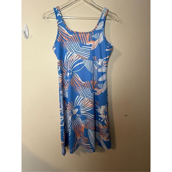 Columbia Women's PFG Freezer™ III Dress Harbor Blue Stencil Hibiscus Print Mediu - Picture 1 of 5